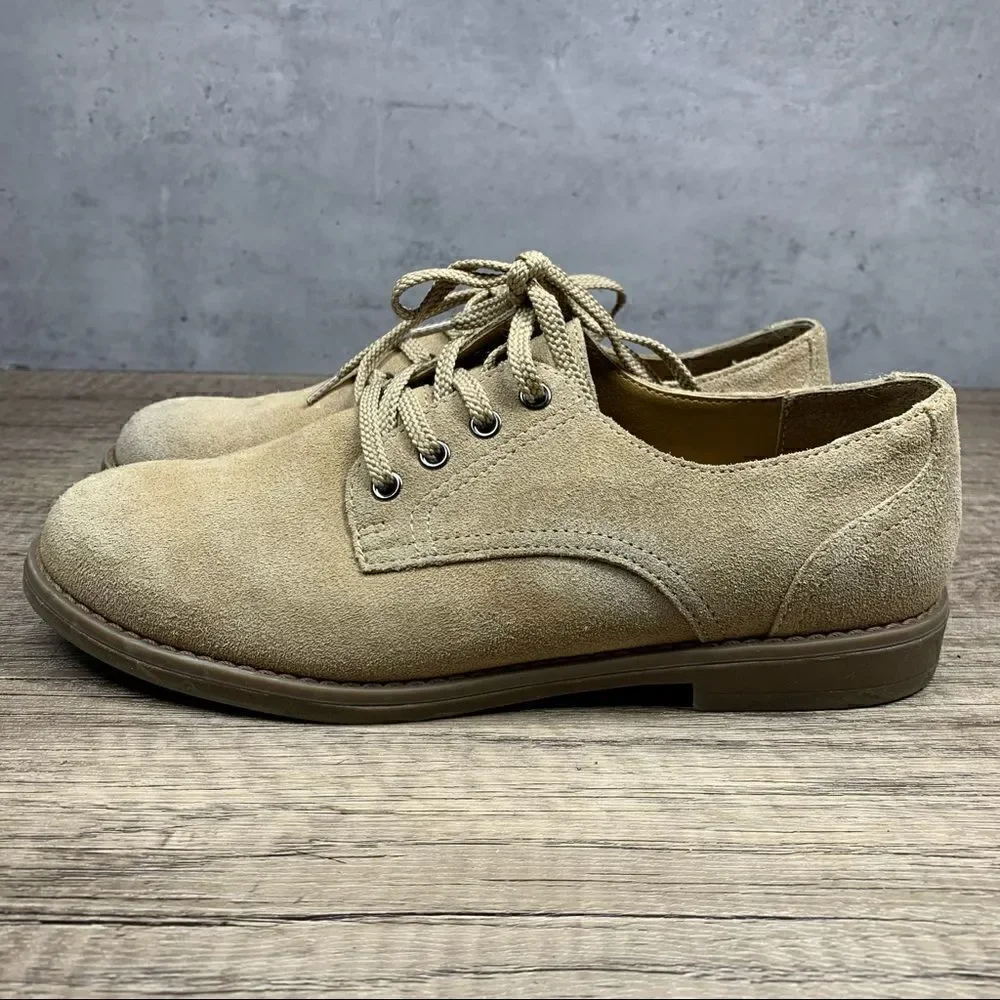 Lands End Boys  Sz 5M Tan Lace Up Walking Shoes‎
